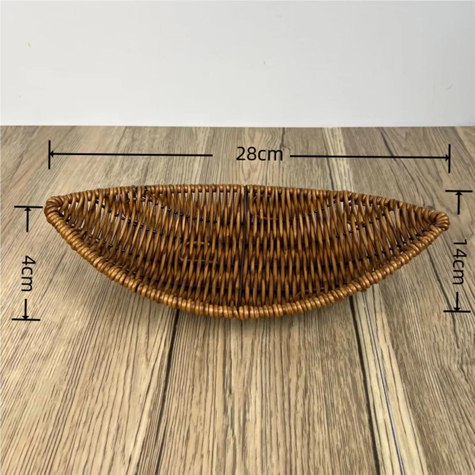 

Woven Basket Imitation Rattan Woven Serving Baskets for Bread Fruit Vegetables Restaurant Serving Tabletop Display Rattan Basket