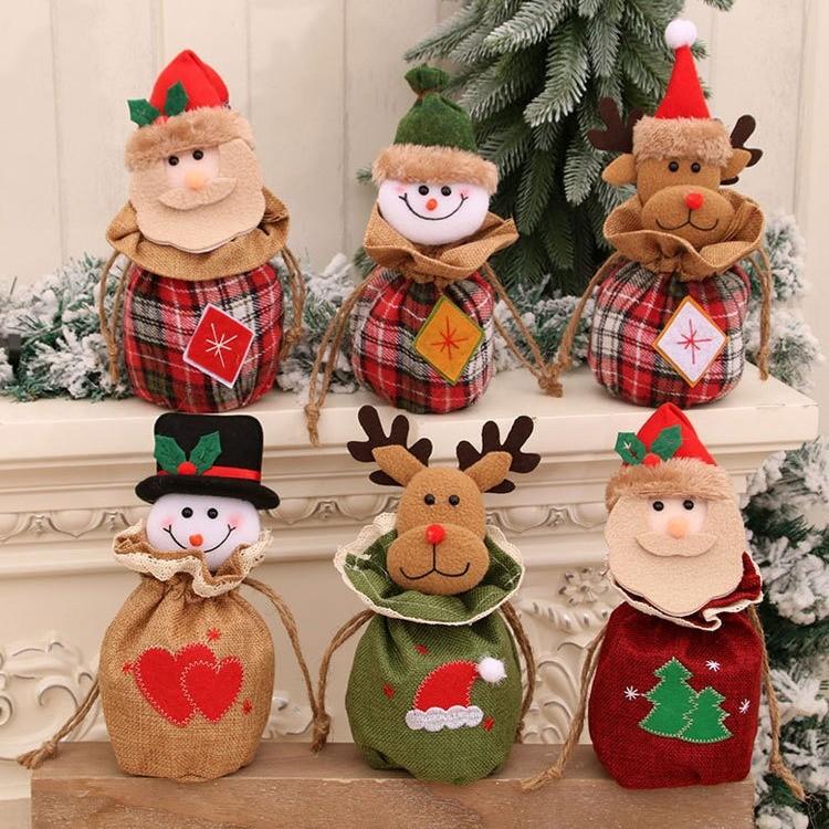 Christmas Knit Apple Bag With Snowman Decor For Holiday Gift Packaging