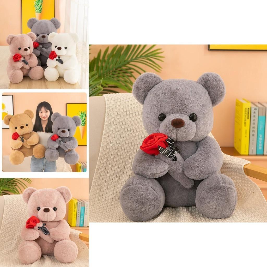Cute Cartoon Rose Teddy Bear Plush Toy Doll Pillow Wholesale Factory Supplier