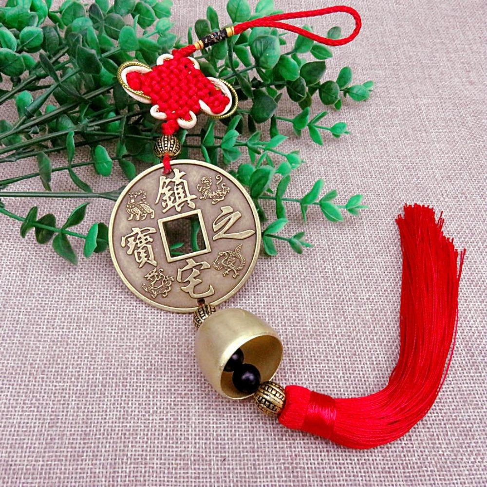 Chinese Knot Fengshui Copper Coins Wind Chimes Pray Lucky Retro Collection Antique Currency Party Souvenir Gift Car Ornament