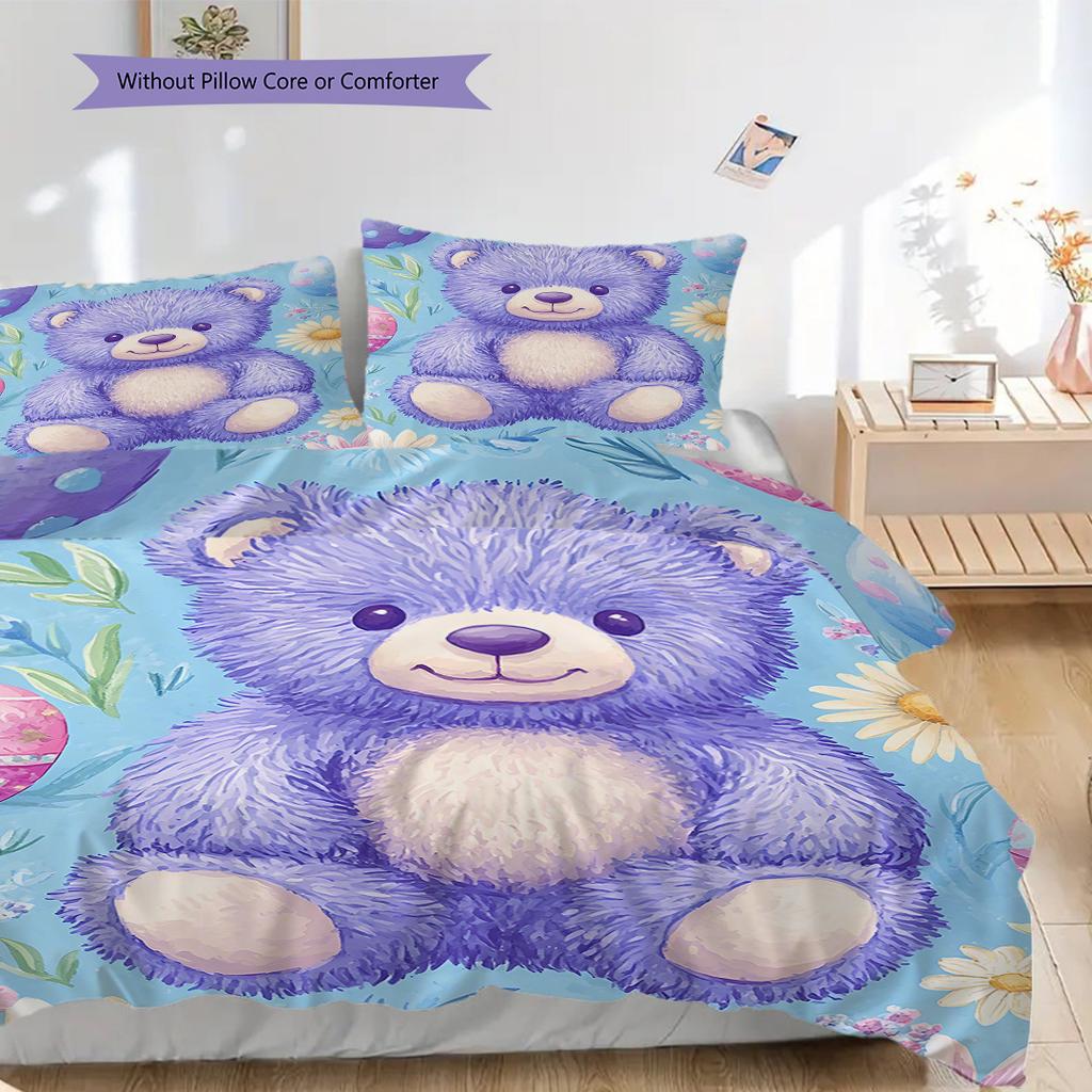 Bärenpuppenmuster Bettwäsche Steppdecken-Set Bettbezug Kissenbezug Heimdekoration Geburtstagsgeschenk (1 Bettbezug + 2 Kissenbezüge, ohne Füllung)