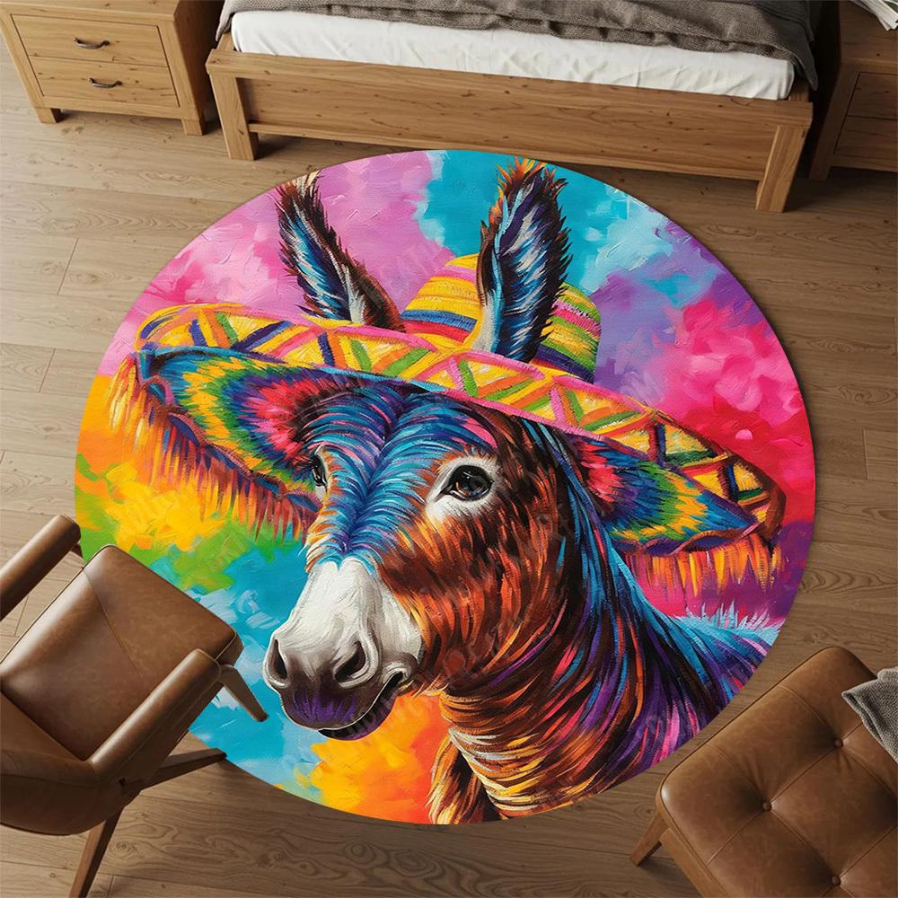 1PC donkey sombrero Office Round Area Rug, Under Office Chairs Bedroom Living Room Home Decor, Carpet for Office -1110017