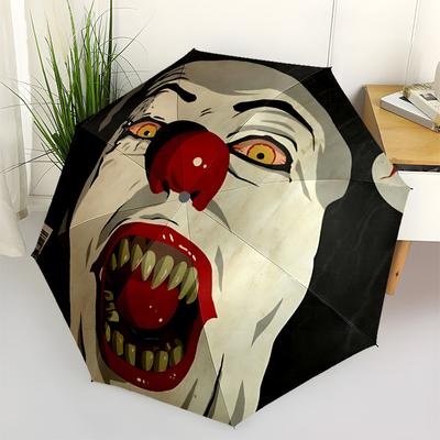 1pc IT Clown Horror Automatic Open/Close Umbrella Folding Umbrella, Portable Compact Travel Umbrella, Gift for Men & Women Y14