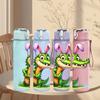 1PC Crocodile Dinosaur Funny Cartoon Art 750ml Color Plastic Sports Water Bottle Leakproof Flip Straw Lid Suitable for Sports Office Home Use