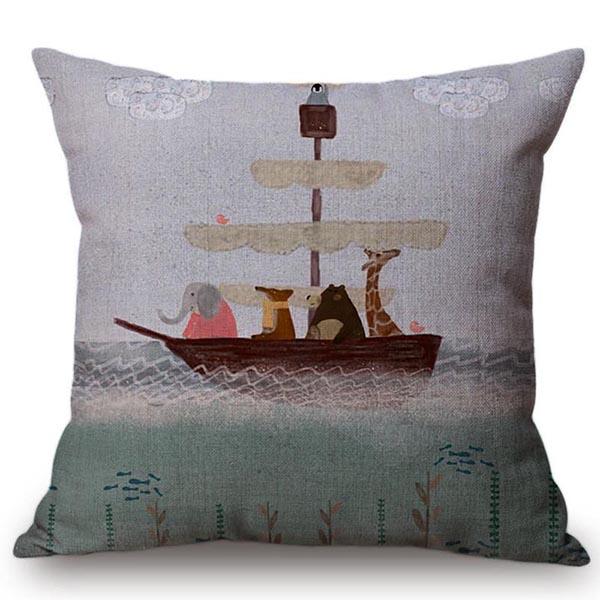 Moderne nordische Cartoon-Tiere Kissenbezug Niedlicher Elefant Giraffe Kinderzimmer Sofa Dekorative Wurfkissenhülle Cojines
