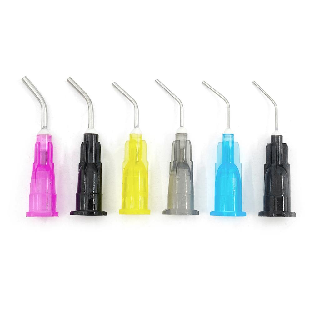 100Pcs/Lot Wellck Pre Bent Dispensing Dental Tip Etchant Resin Flow Composite Needle Tip Dentistry Dental Endoneedles