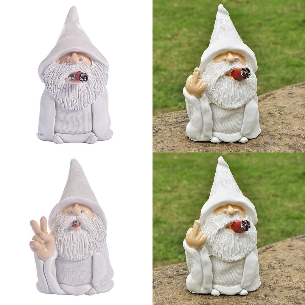 Creative Resin Gnome Statue With Middle Finger Gesture For Unique Garden Decor