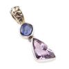 Natural Pink Amethyst,Kyanite 925 Solid Sterling Silver Gift Pendant 1.25" I0r10