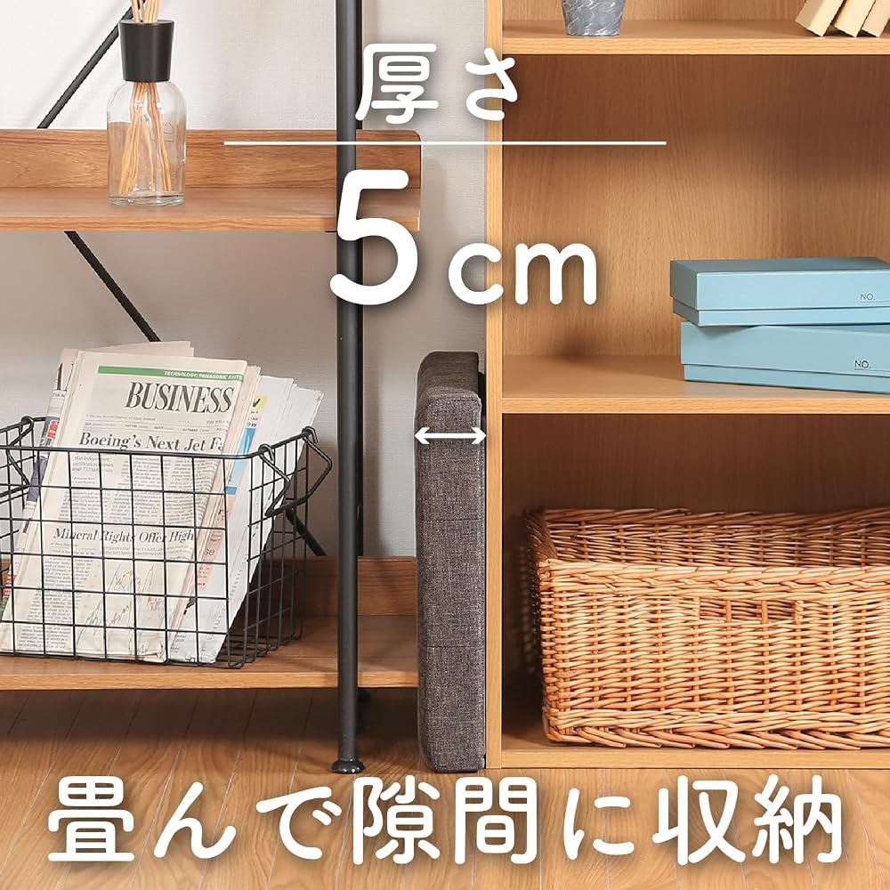 Fujiboeki Folding Storage Stool Ottoman Charcoal 80kg Capacity 85992
