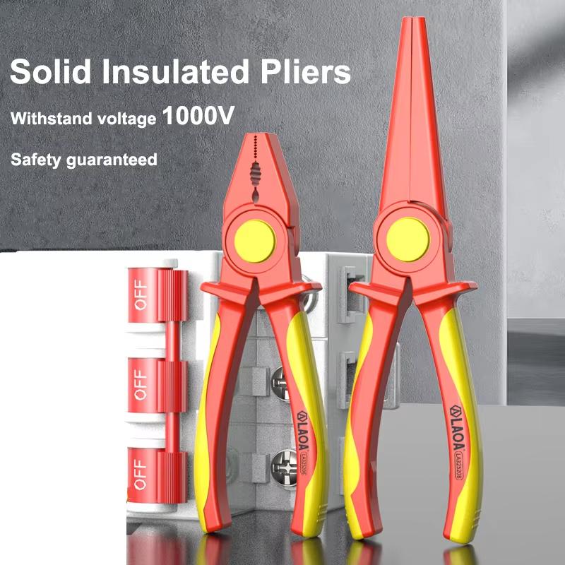 LAOA Multifunktionaler isolierter Drahtschneider Hochspannungstolerant 1000V Elektrikerwerkzeug mit solider Spitzzange