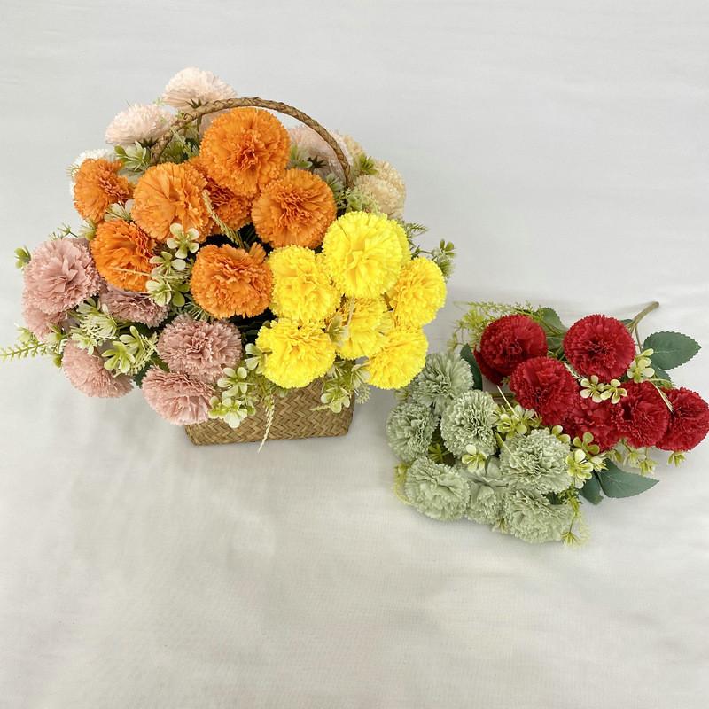 Silk Fabric 7branch Fulu Carnation Artificial Flower Bouquet For Wedding Decor And Photography