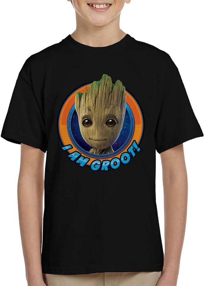 Marvel Guardians of The Galaxy Vol 2 I Am Groot Smiling Kid s T-Shirt - Black 150