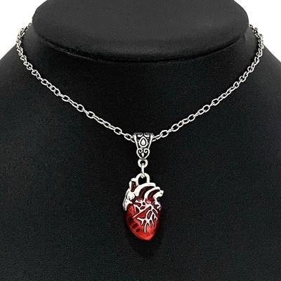 Fashion Anatomical Red Heart Pendant Necklace for Women Red Heart Necklace Gothic Jewelry Party Gifts