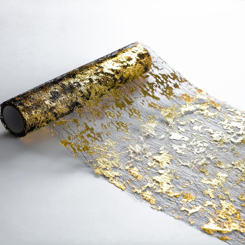 Gold Foil Mesh Table Flag For Festive Party Wedding Decoration Luxurious Gold Table Runner Perfect For Home And Event Decor Table Flag