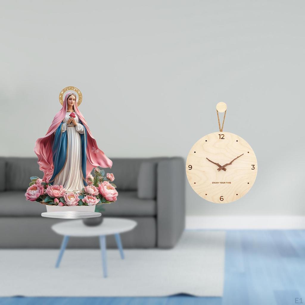 Nativity Scene Sculpture Acrylic Tabletop ent Wall Decorative Clock Wooden Modern Silent