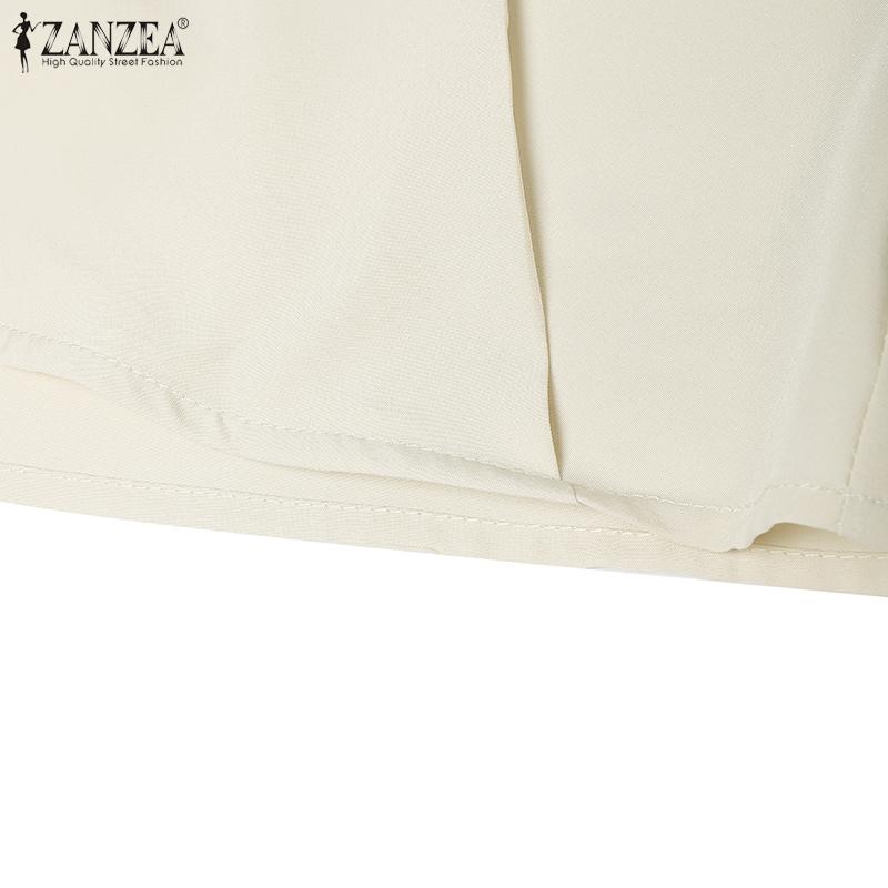 ZANZEA Women Summer V-Neck Ruffles Short Sleeve Casual Blouse