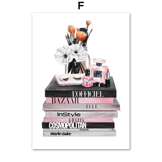 Fashion Girl Paris Perfume Heels Lipstick Makeup Art Canvas Painting Nordic Posters And Prints Wall Pictures Living Room Decor No Frame