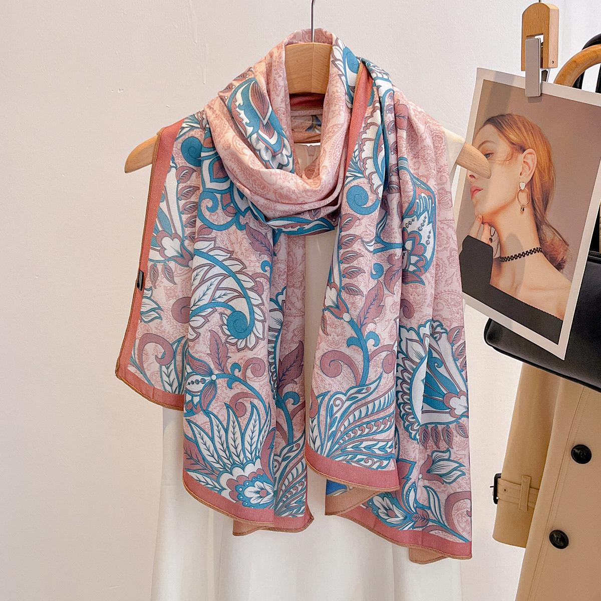 

Beach Wraps 60*170CM Breathable Large Shawl Two-tone Paisley Printed Scarf For Women Luxury Scarves Elegant Hijab