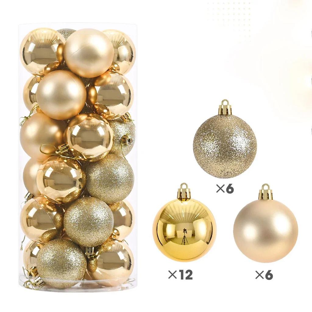 3/4/6cm 24Pcs Christmas Tree Balls Multicolor Xmas Ball Decorations Glitter Christmas Baubles Ornament Ball Party Home Decor lij
