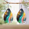 Colorful Fashion Water Drop PU Leather Earrings For Women Creative Gradient Marble Pattern Teardrop Earrings Elegant Atmospheric Earrings