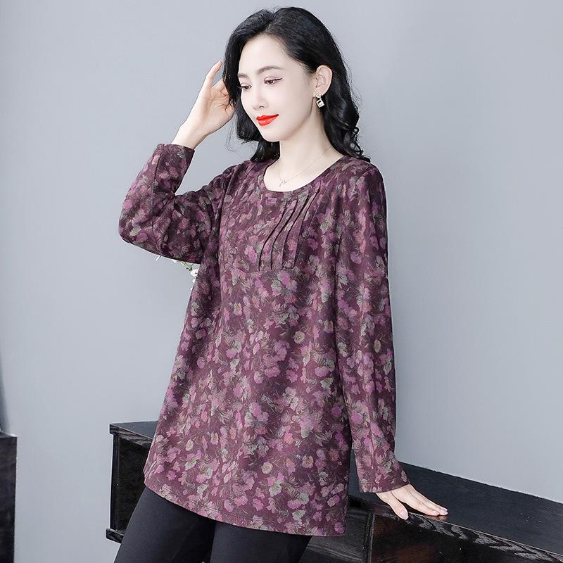 

Женская рубашка больших размеров с принтом на осень/зиму 2024 года, приталенная, с длинным рукавом - модный топ, скрывающий живот 5XL (Recommended 200-240 lbs)