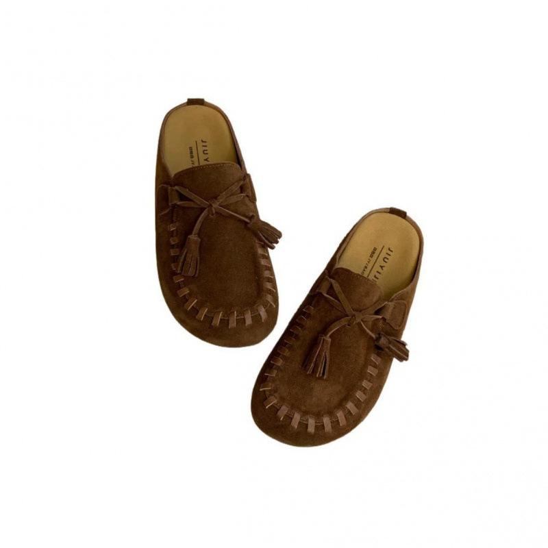 Platform shoes women's autumn 2025 new retro versatile Boken shoes one pedal bag head half slippers