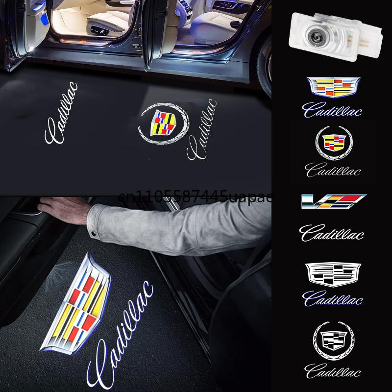 2 Stück HD Autoemblem Willkommensleuchten Auto Tür Projektorlampen Zubehör für Cadillac CT5 CT6 XT4 XT5 XT6 ATS SRX XTS CTS