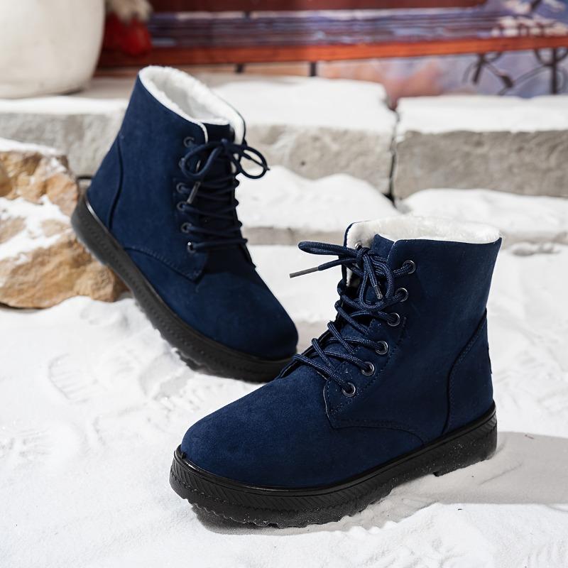 Women's Winter Mid-Calf Snow Boots - Lace-Up, Faux Fur Lined, Waterproof & Anti-Slip, Outdoor Warm Ankle Boots