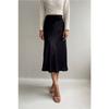 Leopard Pattern Satin Midi Length Brown Skirt