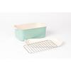 Rectangular Tempura Pan, Square, Induction & Gas Compatible, Iron, with Pan and Rake, Safe for Deep Frying, Square Tempura Pan (Green), Interior Dimen