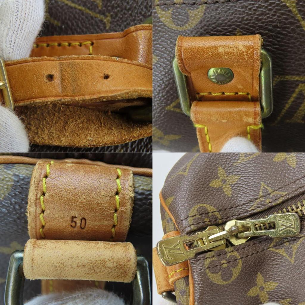 Used LOUIS VUITTON Boston Bag Kiepol Band Barriere 50 M41416 Monogram/Nume Leather Brown Shoulder