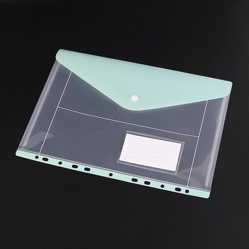 Transparent 11-Hole Loose-Leaf File Bag with Velcro Fastener for Students