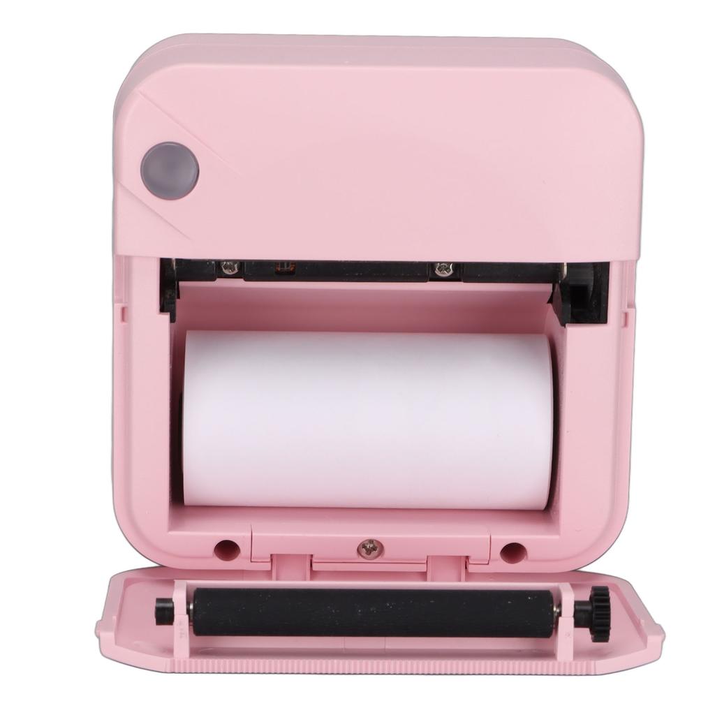 Mini Printer 200DPI Thermal Paper Ergonomic Design Rechargeable Battery Safe Stable Portable Printer for Home OfficePink