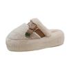 Internet celebrity baotou half slippers women's outer wear 2025 spring and autumn new heightened thick-soled fluffy shoes home warm cotton mop