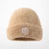 Korean Version of Autumn and Winter New Versatile Hat for Women Plush Letter Wool Hat Imitation Mink Hair Winter Warm Student Knit Hat