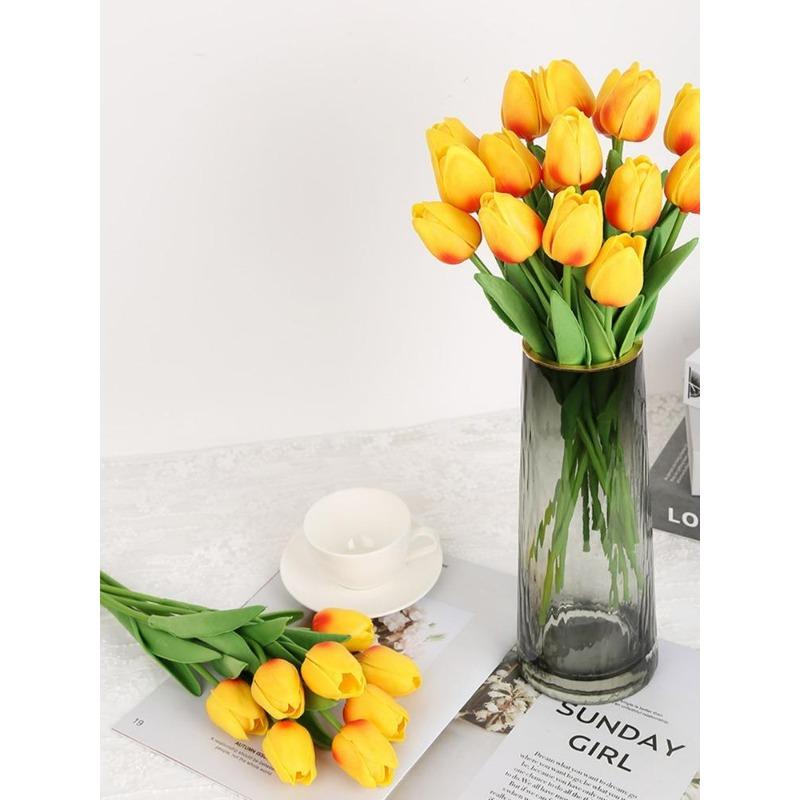 1/8/15 PCS Tulip Cross Border Simulation Flower Wedding Fake Flower Bouquet Shooting Props Home Living Room Decoration