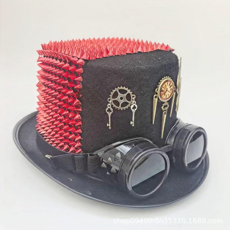 

Steampunk Rivet Goggles Gear Key Multi-element Gothic COS Performance Hat Headwear чорний