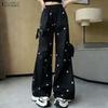ZANZEA Women Casual Elastic Waist Loose Print Long Pants