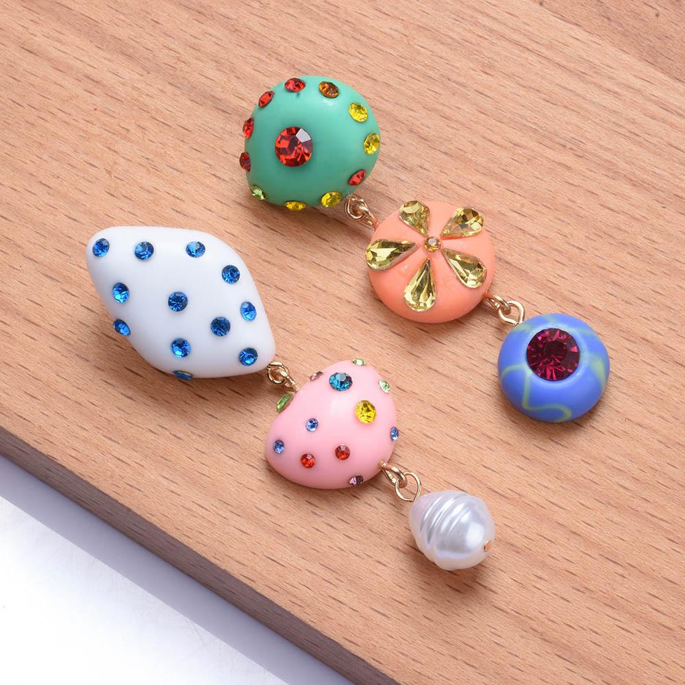 Versatile Asymmetric Earrings, Creative Color Clay Spliced Dangle Earrings For Women