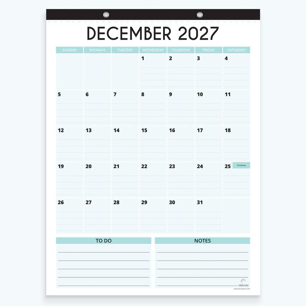 Fridge Calendar 2026-2027 for Refrigerator by StriveZen, 12x16 Inches, Large, Monthly, Magnetic, Vertical, January 26 - December 27, 24 Months, Space
