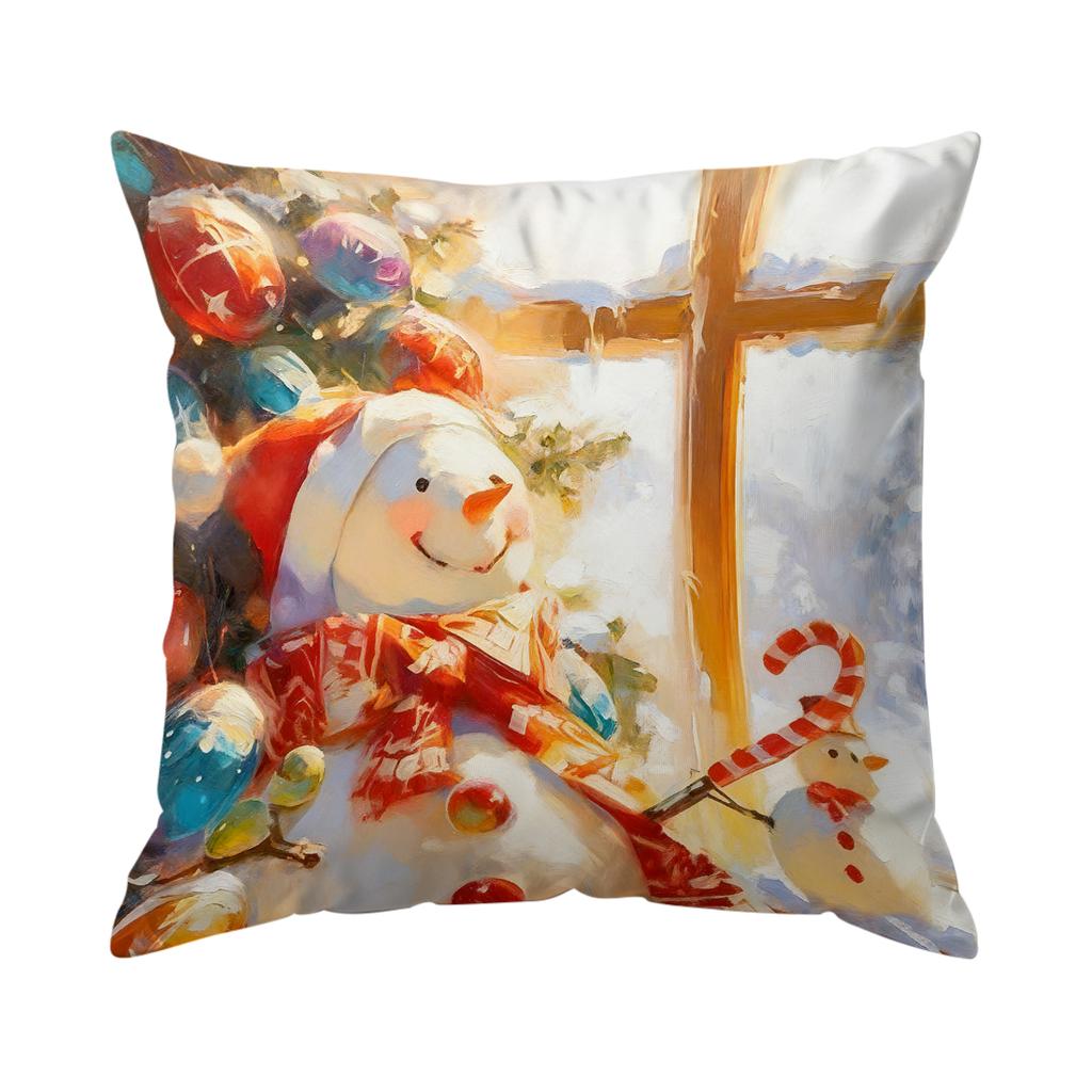 Christmas Theme Cushion Pillowcase Printed Polyester 40/45/50Cm Throw Pillowcover Decor Sofa Cushion Pillowslip Home Decor