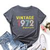 1972 Vintage Alphabet Cotton T-Shirt Short Sleeve Round Neck Women 2d Print Tops