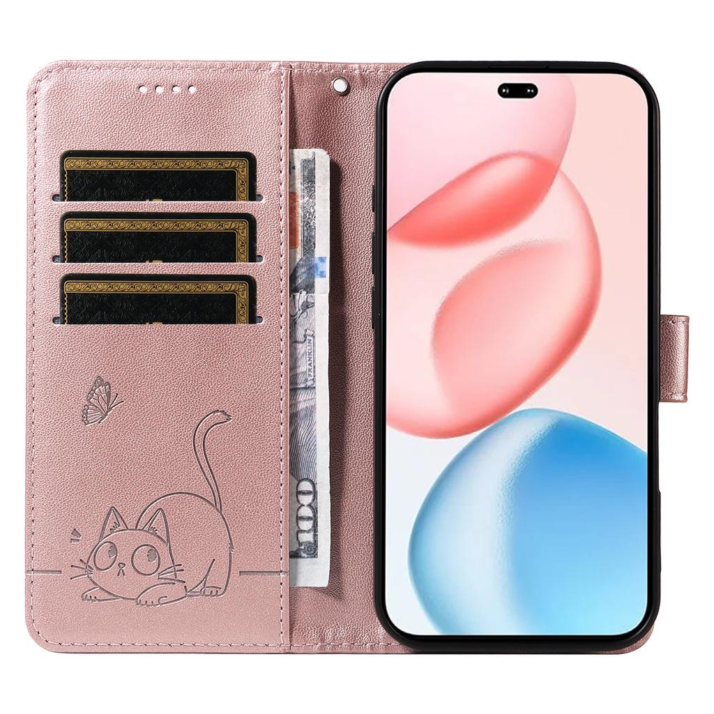 For Honor 400 Pro 5G (Global) Case Cat Pattern Imprint Leather Phone Cover with Wrist Strap