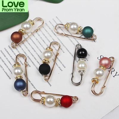 Multi -Color Big Beads Safety Pins Simulated Pearl Rhinestone Brooch Metal Pin Buckle For Women Scarf Coat Bag Dress Jewelry Gift
