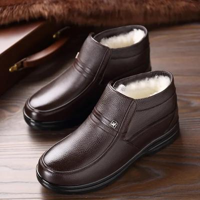 Echtes Leder Herrenstiefel Super warme Stiefeletten für Herren Wolle Schneestiefel Kleidschuhe Winterschuhe Herren Freizeitschuhe
