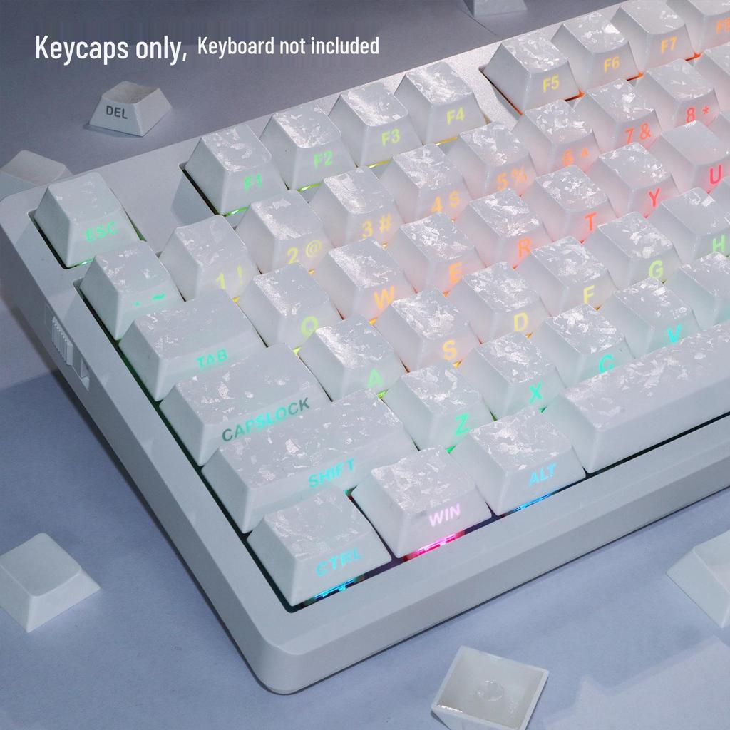 In Stock Carbon Fiber Texture Keycaps Set: 141-Key Translucent PBT with Side Engraving and Magnetic Switch Compatibility.