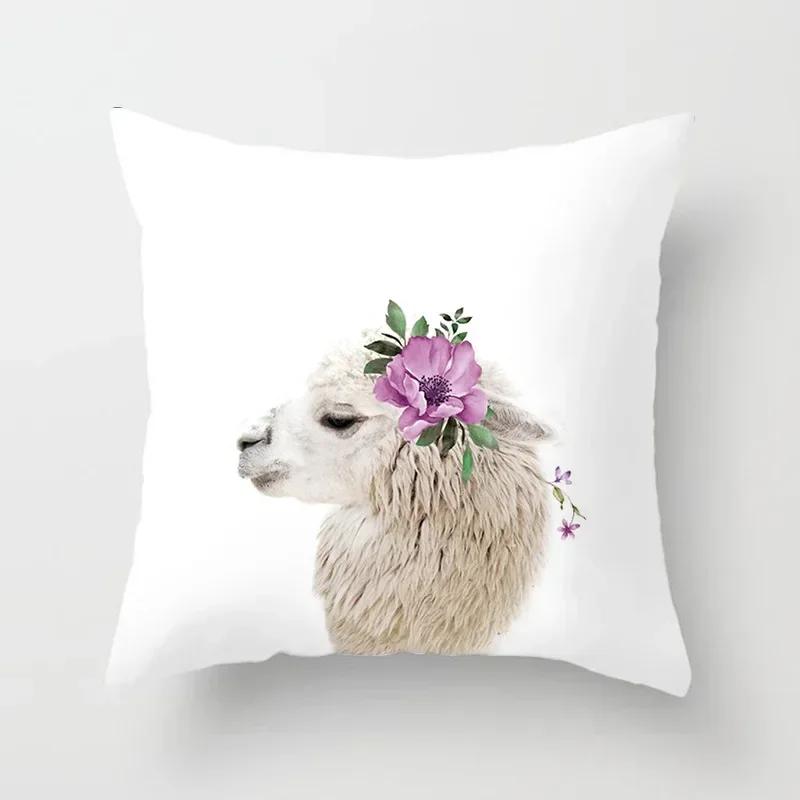 Cute Animals Print Decoration Cushion Cover For Wedding Throw Pillowcase Pink Flower Sofa Home Decor Party Pillowcover