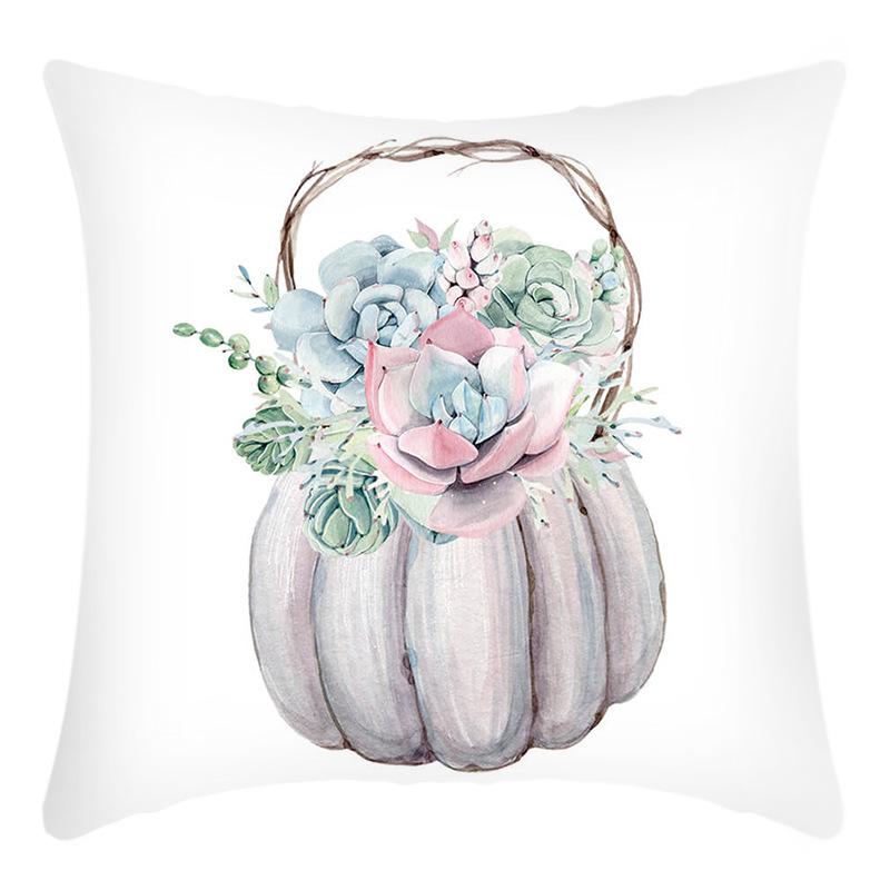 New Thanksgiving Pillowcase Blue Pumpkin Letter Print Home Decoration Holiday Pillow Pillowcase