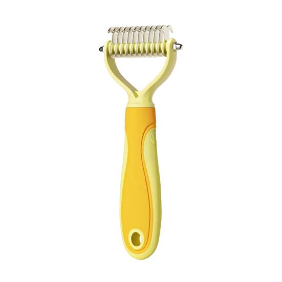 Pet Grooming Rake, Dual-Sided Stainless Steel Blades, Pet Deshedding And Dematting Brush, Undercoat Rake for Dogs Cats Thick Coats Detangling