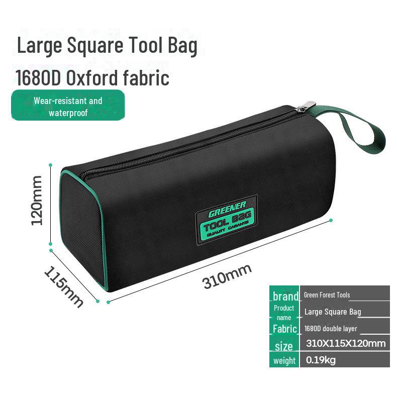 Sac d'outils d'électricien en toile durable Green Forest - Rangement portable à main multifonctionnel pour le travail du bois et la réparation